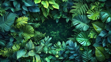 Lush Tropical Rainforest Foliage Background.