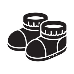 Black and white illustration of a pair of baby booties
