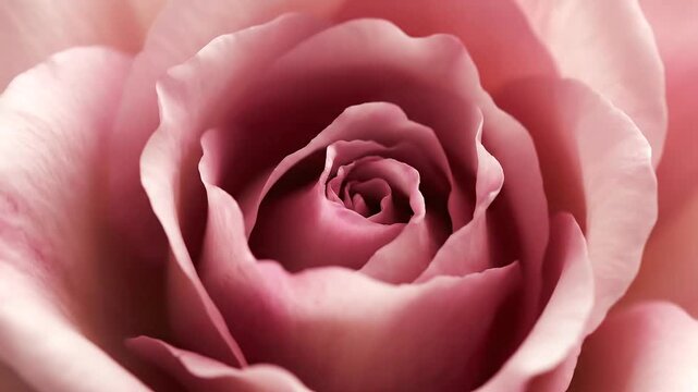 Closeup Pink Rose Flower Petals Blooming.