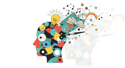 Fototapeta premium Creative Human Head with Ideas and Innovation.