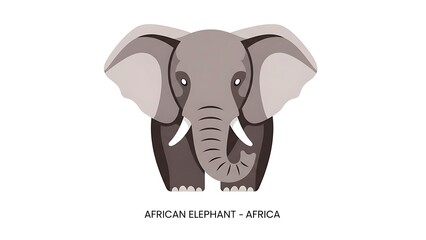 Obraz premium Vector illustration of an African elephant's head, showcasing its large ears and tusks, symbolizing wildlife and conservation.