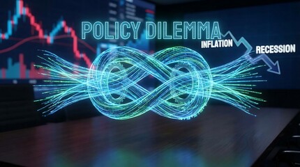 Economic Policy Dilemma Inflation Recession Knot Abstract Financial Graph.