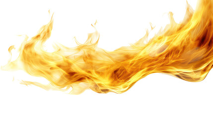 A vibrant flame burning brightly on a transparent background