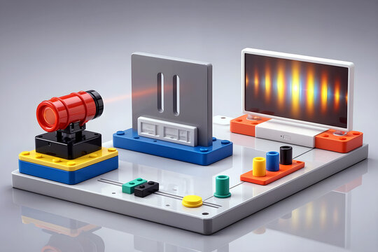 3d render of a toy model double slit experiment