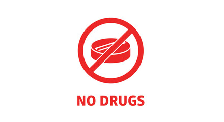 Obraz premium A red circle with a diagonal line through it, indicating prohibition, superimposed over a pill, with the text 