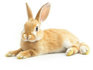 Fototapeta premium Adorable brown rabbit laying down