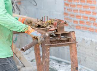 A manual rebar bending tool.