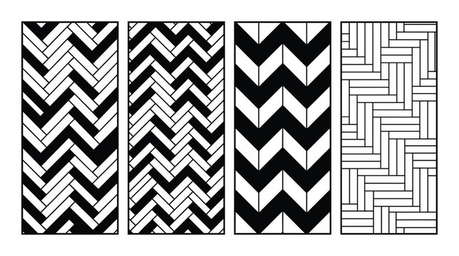 Seamless wooden floor pattern set with herringbone and basketweave textures