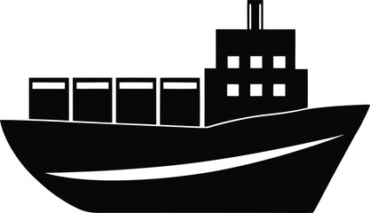 Obraz premium Cargo Ship Icon Vector Illustration Maritime Transport Logistics