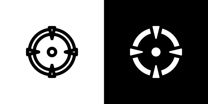 Target icon concept with flat Black White Background. Vector illustration.