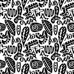Doodle abstract ethnic pattern. tribal seamless pattern .illustration.