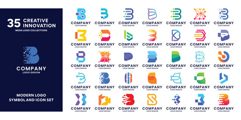 Collections of initial letter B logo design. Colorful letter A logo template. © Dendika