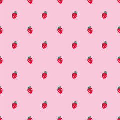 Sweet Strawberry on Pink Seamless Background