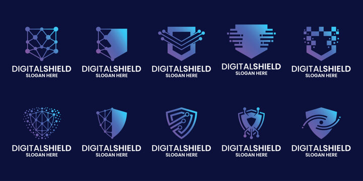 Collections of Shield database protection logo design. Data security logo design template