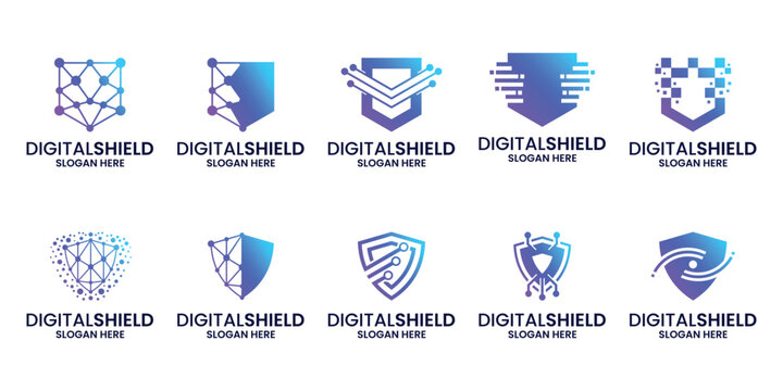Collections of Shield database protection logo design. Data security logo design template