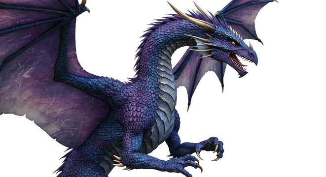 Blue Purple Dragon with Wings Outstretched