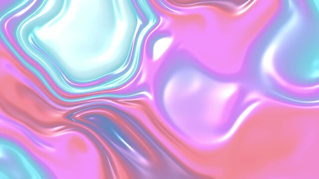 Liquid plastic abstract seamless loop background. Y2K pastel pink, purple, blue colors. Digital animation.