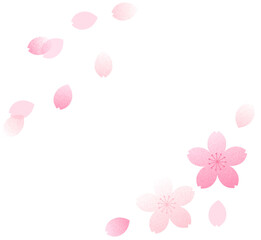 レトロな桜と桜の花びらのフレーム　POP素材