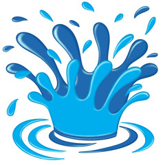Fototapeta premium Cartoon water drop splash set. Blue liquid drops and water flows.
