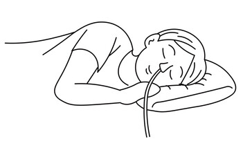 Woman Undergoing Endoscopy Examination Medical Line Art Illustration for Healthcare and Hospital Use