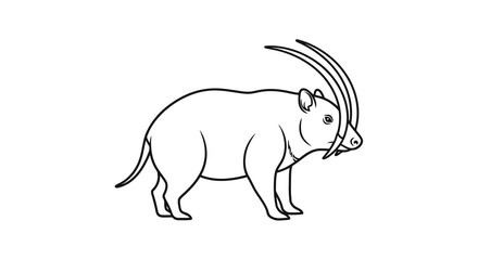 Obraz premium A simple line drawing of an animal with horns on a white background.