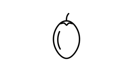 Obraz premium A simple black and white drawing of a mango on a white background.