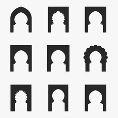 A set of Islamic arch shapes on a white background.