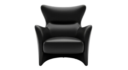 Fototapeta premium Modern black leather armchair with wingback silhouette, luxury executive lounge chair, contemporary designer furniture for interior visualization
