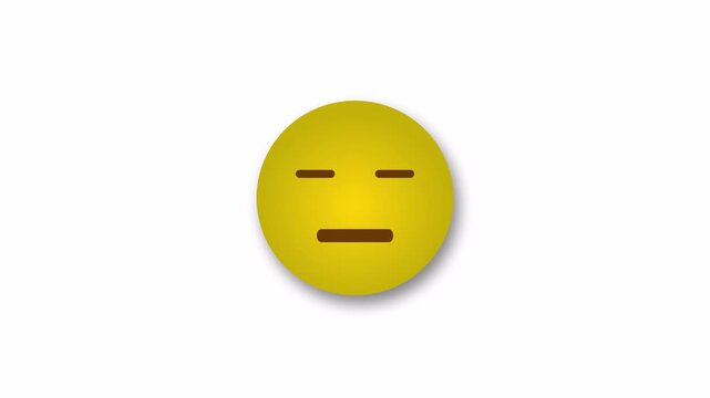 neutral emoji blank face expression emotionless mood bored reaction minimal character animation animation on white background.