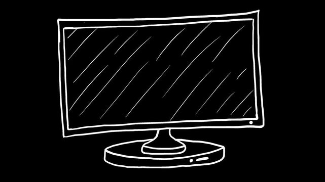 Wiggly hand-drawn computer monitor device on transparent background 