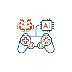 Obraz premium Gaming AI Artificial Intelligence Smart Game Development Technology
