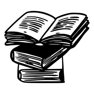 vintage woodcut style books sketch for education concept
