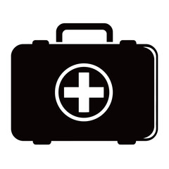 Obraz premium First Aid Kit Icon Silhouette – Medical Emergency Box Illustration for Healthcare & Safety Design