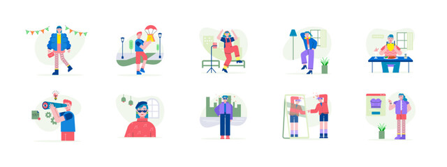 Fototapeta premium Set of 10 trendsetter illustrations packs. Flat vector concepts.