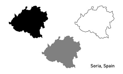 Fototapeta premium Map of Soria, a province in Spain. Map with various styles of outlines, black and gray.