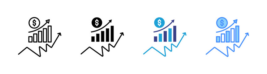 Stock Market icon set multiple style collection