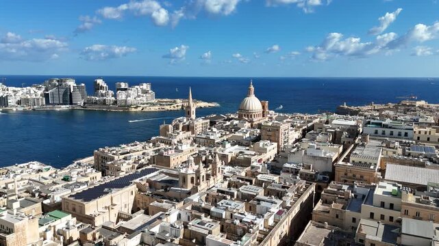 Panoramic vie of Valletta and Slieam, two beautiful neighboring cities of Malta