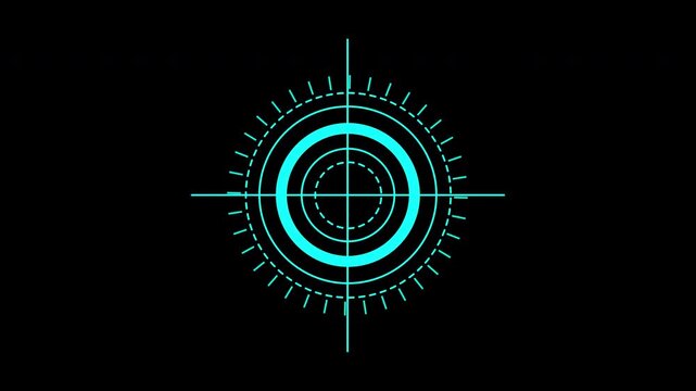 HUD weapon interface on black background for precision, focus, goalsetting concepts, shooting sports, virtual reality games, technology designs.