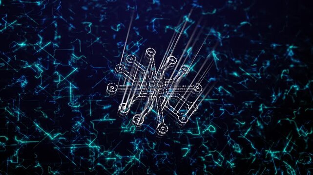 Futuristic 3d render of a glowing microchip hologram for technology presentations, sci-fi projects and corporate advertising.
