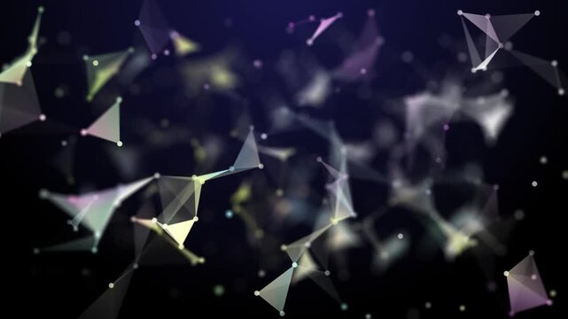 Abstract futuristic communication low poly motion background. Seamless loop.	
