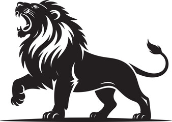 Roaring Lion Silhouette – Lion Vector Black on White © FATEMA BEGUM