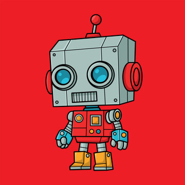 Cute Retro Robot Cartoon
