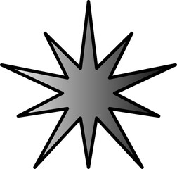 Obraz premium Black and grey cartoon starburst shape on white background.
