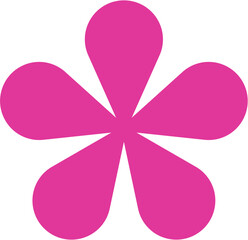 Fototapeta premium Simple Pink Flower Icon with Six Petals.