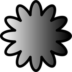 Fototapeta premium Simple black and white cartoon starburst shape with gradient effect.