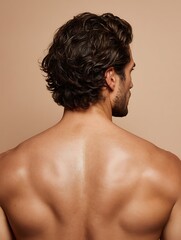 Fototapeta premium Middle Eastern male back with smooth hydrated skin