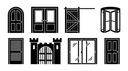 Obraz premium doorway , black vector icon set collection , white background , SVG and PNG