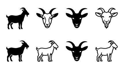 Fototapeta premium goat , black vector icon set collection , white background , SVG and PNG