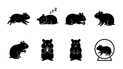 Fototapeta premium hamster , black vector icon set collection , white background , SVG and PNG