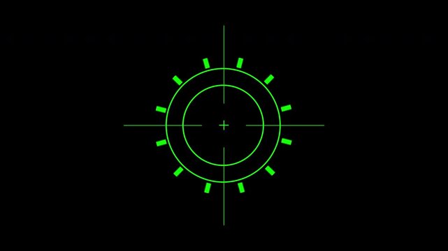 HUD weapon interface target sight on a black background suitable for presentations, websites, gaming graphics, shooting range advertisements, and militarythemed designs.